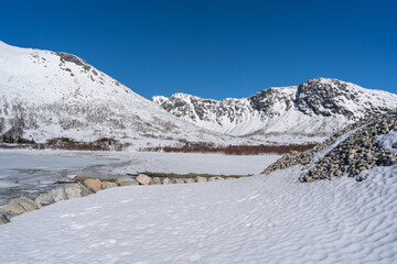 winter landscape in nordfjord area tromso norway