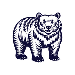 Vector minimalist Bear Silhouette Clipart illustration On a White Background