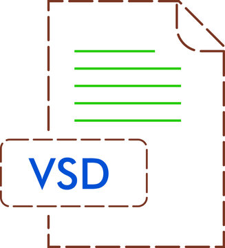 VSD File format icon rounded dashed outline