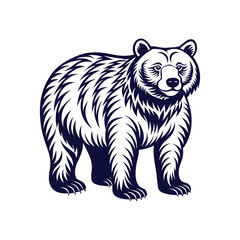 Vector minimalist Bear Silhouette Clipart illustration On a White Background