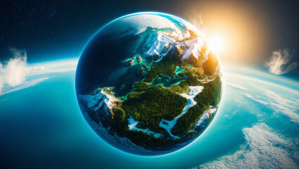 Fototapeta premium Earth is waiting for spring in its orbit around the Sun