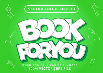 Naklejka premium Editable 3d text effect book for you 3d Cartoon style premium template.