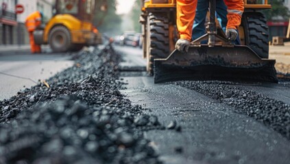 Road Construction Worker with Shovel