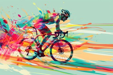 Fototapeta premium Abstract colorful illustration of bicyclist