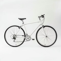 Obraz premium Minimalist white bicycle on a clean background, perfect for showcasing modern design and cycling lifestyle.