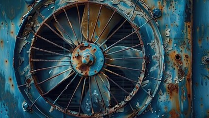 Obraz premium Rusty Old Industrial Fan Close-Up