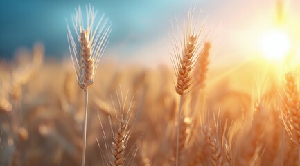 Golden Wheat Field At Sunset