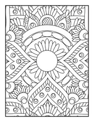 Mandala Coloring Book For Adult. Mandala Coloring Book. coloring page for children and adults. Mandala Coloring Pages. Seamless vector pattern. Black and white linear drawing.