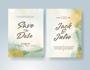 Wedding invitation with abstract watercolor background