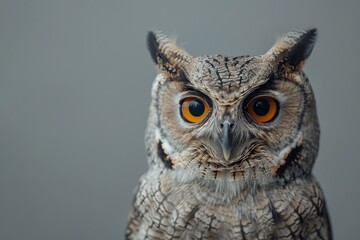 Obraz premium Owl, head tilted inquisitively a minimalist background