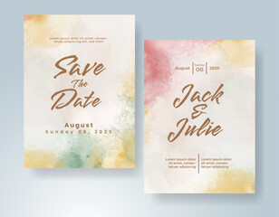 Wedding invitation with abstract watercolor background