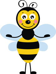 Friendly bee isolated on white