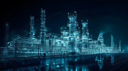 Futuristic Industrial Complex in Neon Glow