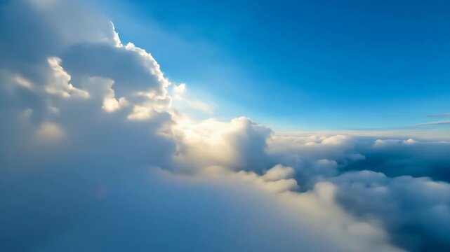 Flight Through Beautiful Sunset Clouds