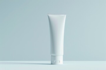 close up An empty white cosmetic tube standing, on an isolated plain background, shows natural skin care