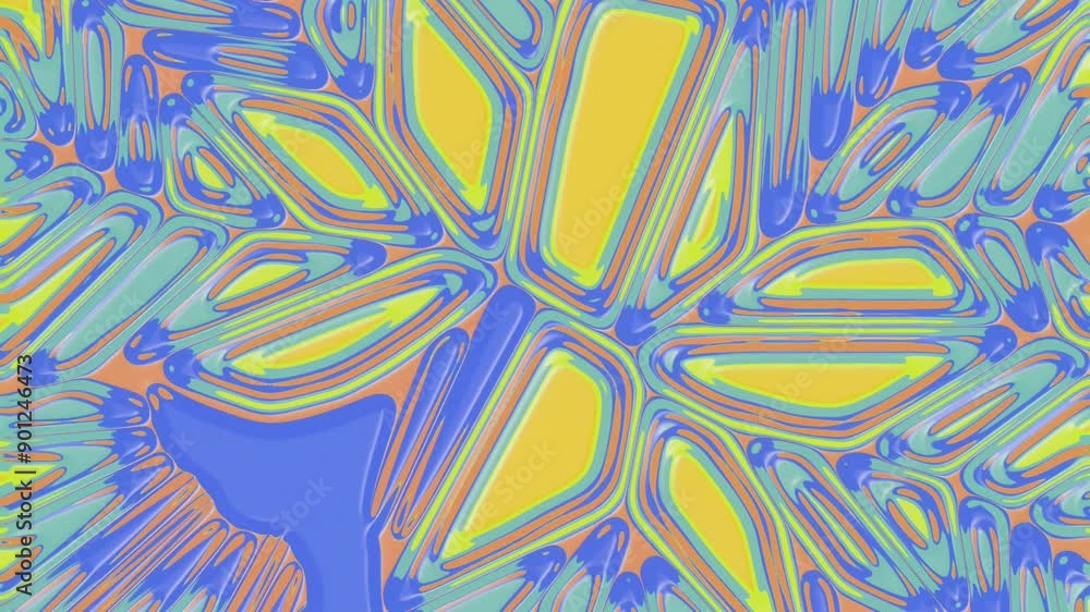 Aufkleber Digital loop animation of fractal crystal multicolor pattern. 3d rendering 4K