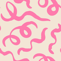 Seamless abstract pattern with squiggles and scribbles. Weaved curved lines. Chaotic ink scribbles decorative texture. Messy doodles, wavy and curly lines.