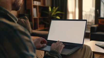 A laptop with a white screen showing as a person types, emphasizing the connection between technology activation and user engagement in a digital environment.