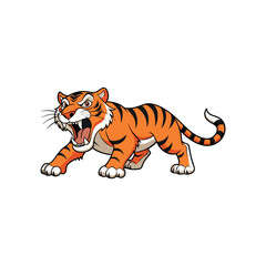 Vector cartoon tiger Clipart illustration On a White Background