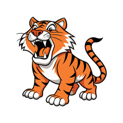 Vector cartoon tiger Clipart illustration On a White Background