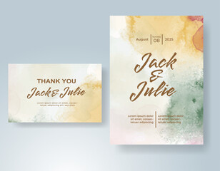 Wedding invitation with abstract watercolor background