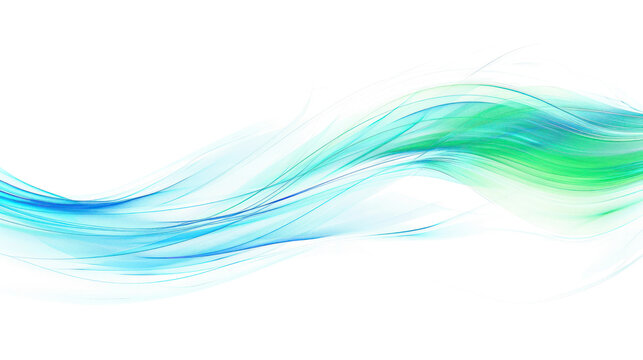 abstract blue and green flowing waves overlay isolated on transparent or white background