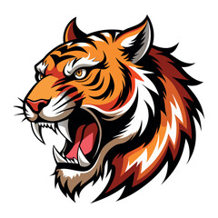 Vector cartoon tiger Clipart illustration On a White Background