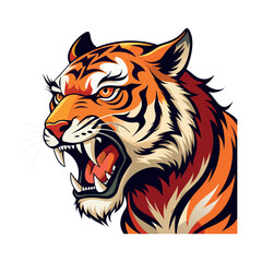 Vector cartoon tiger Clipart illustration On a White Background