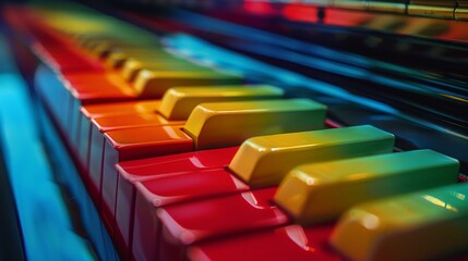 Obraz premium Colorful Abstract Piano Keyboard in Gradient Rainbow