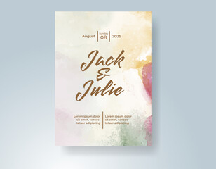 Wedding invitation with abstract watercolor background