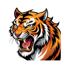 Vector cartoon tiger Clipart illustration On a White Background
