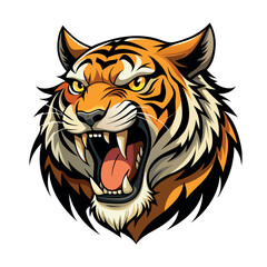 Vector tiger head Clipart illustration On a White Background