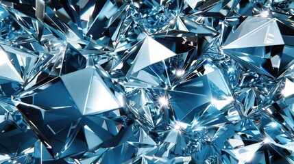 Diamond Texture. Realistic Close Up of Blue Gem with Three-Dimensional Effect