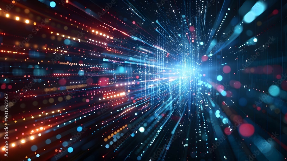 Poster dynamic burst of light and color in a digital universe