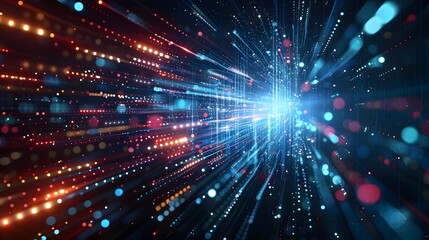 Naklejka premium Dynamic Burst of Light and Color in a Digital Universe