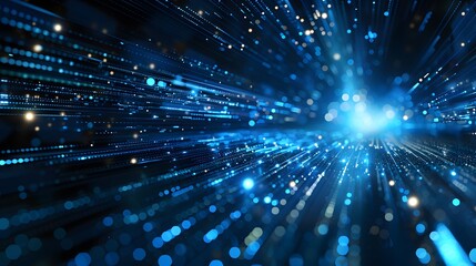 Fototapeta premium Dynamic Blue Light Rays Creating a Futuristic Digital Atmosphere