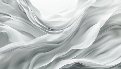 Fototapeta premium Abstract Fluid Waves in White Tones, Minimalistic and Modern Background with Copy Space