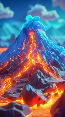 volcanic eruption illustration.