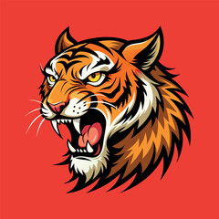 Vector tiger head Clipart illustration On a White Background