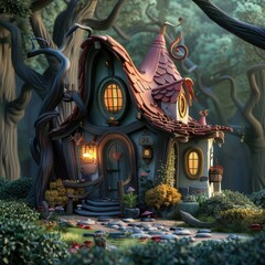 Fototapeta premium fairytale house in the forest.