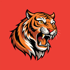 Vector tiger head Clipart illustration On a White Background