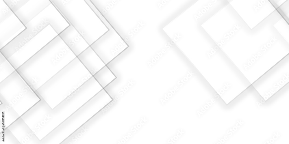 Poster abstract white and grey geometric overlapping square pattern background with shadow. paper texture d