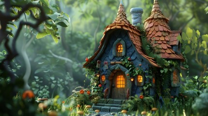 Fototapeta premium fairytale house in the forest.