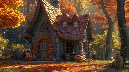 Fototapeta premium fairytale house in the forest.