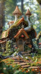 Fototapeta premium fairytale house in the forest.