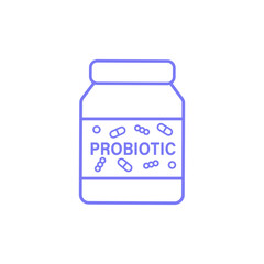 Probiotics bacteria logo badge design outline icon