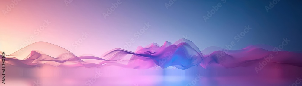 Poster an abstract background featuring flowing waves of vibrant colors, creating a serene and dreamy atmos
