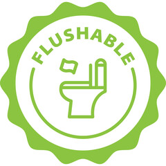 green flushable outline icon round rounded circle badge stamp label isolated on transparent background