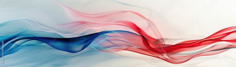 Aufkleber an elegant wave of flowing red and blue colors, creating a soft, ethereal abstract background for cr
