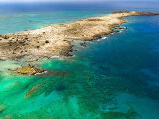 Obraz premium Aerial view of Elafonisi beach, Crete, Greece